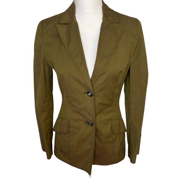 Piazza Sempione olive pinstripe long sleeve made in Italy blazer size 42/US 6 - Picture 1 of 8